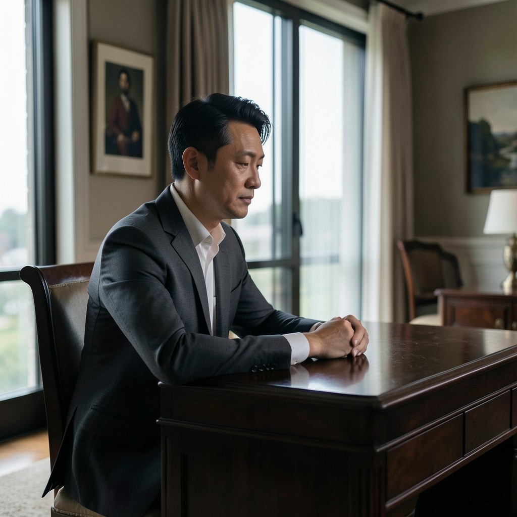 Portrait of Daniel Cho at a desk with soft window light